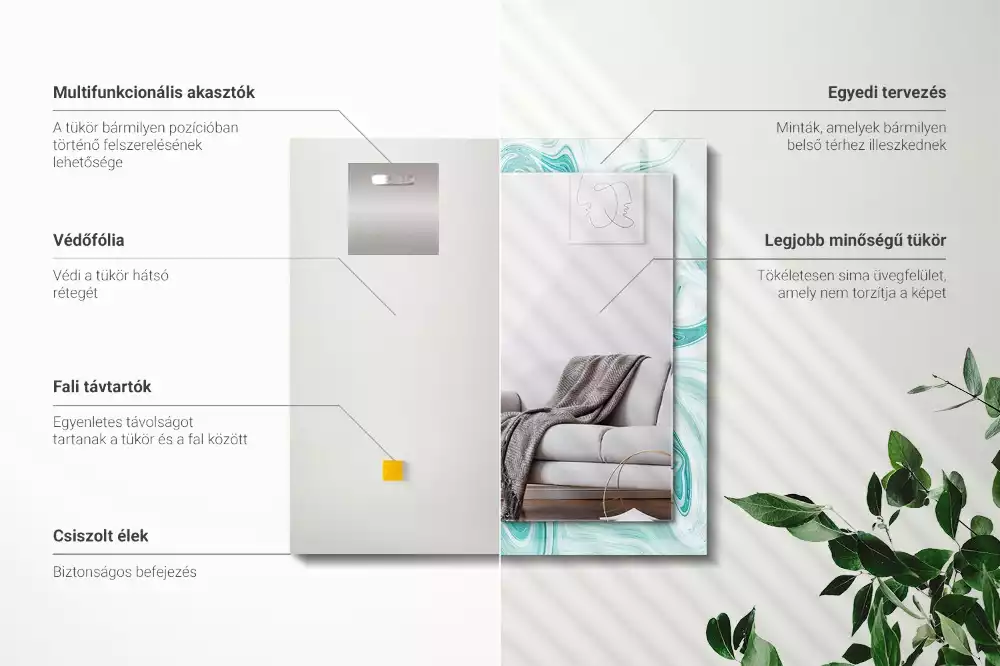 Obdélníkové dekorační zrcadlo Abstraktní mramorový vzor