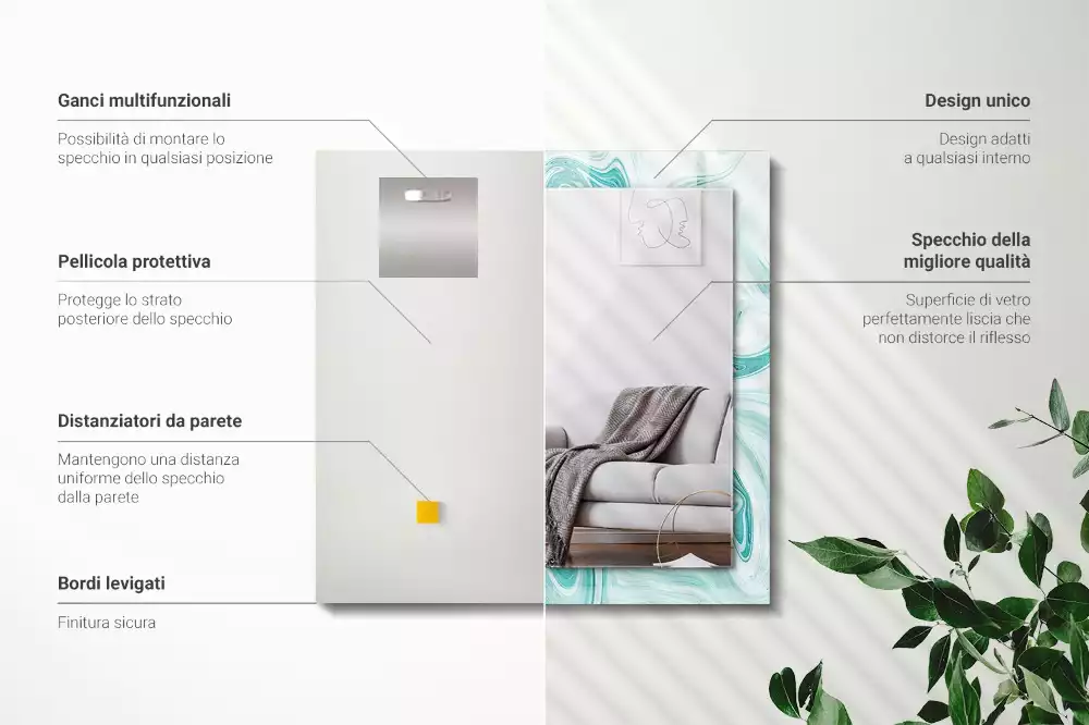 Obdélníkové dekorační zrcadlo Abstraktní mramorový vzor