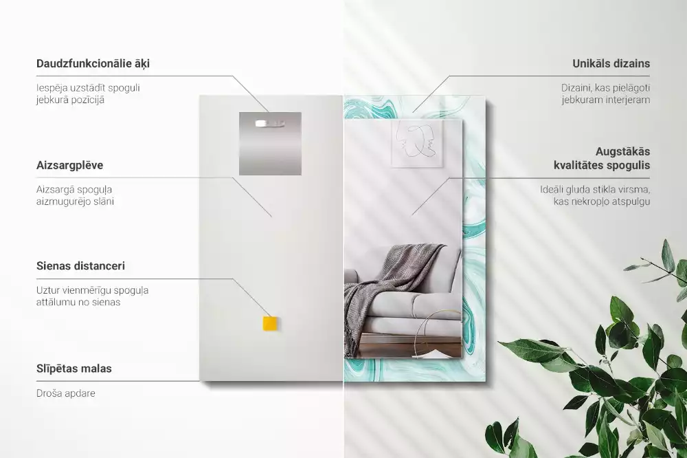 Obdélníkové dekorační zrcadlo Abstraktní mramorový vzor