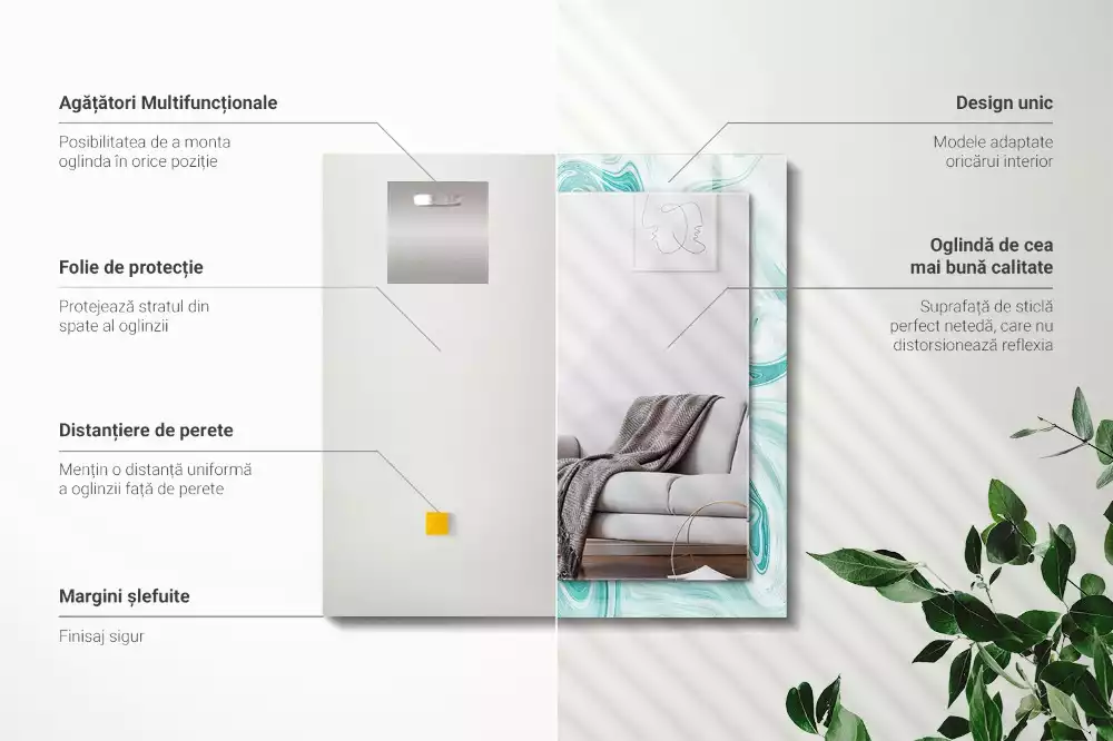 Obdélníkové dekorační zrcadlo Abstraktní mramorový vzor