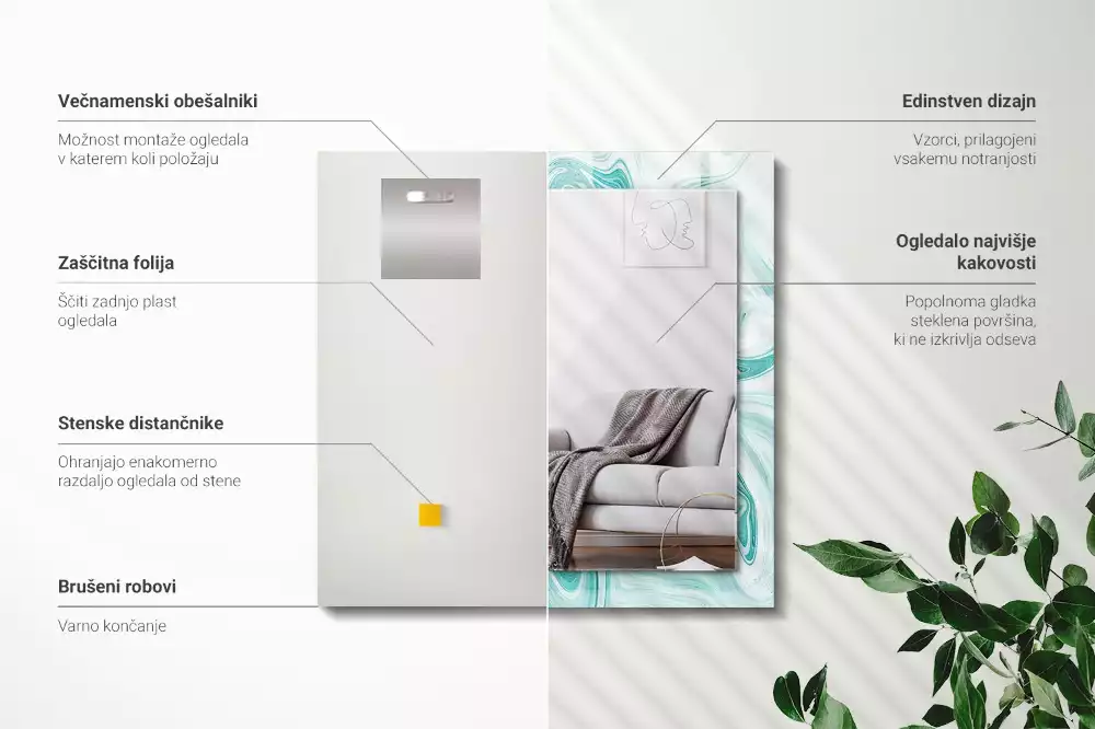 Obdélníkové dekorační zrcadlo Abstraktní mramorový vzor