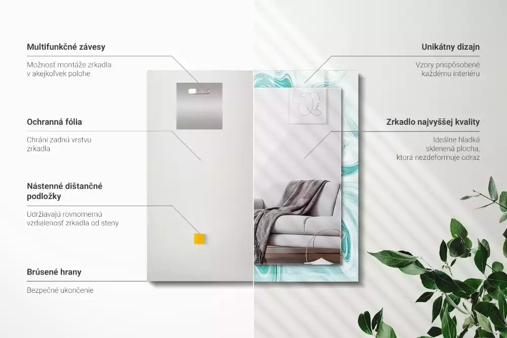 Obdélníkové dekorační zrcadlo Abstraktní mramorový vzor