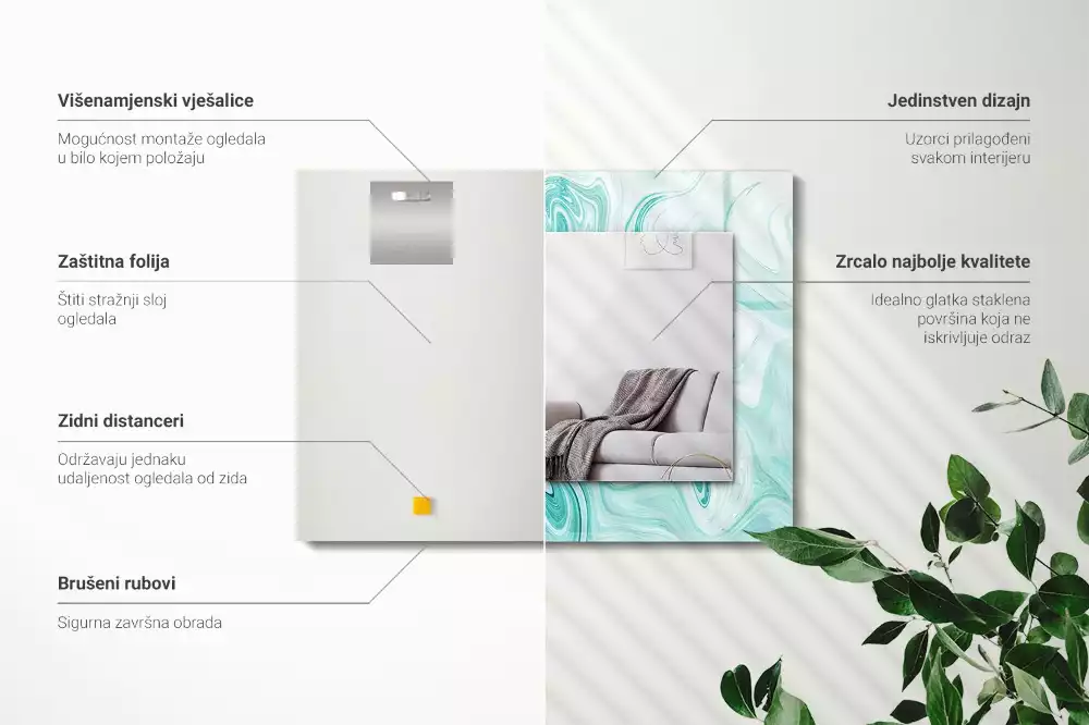 Obdélníkové dekorační zrcadlo Abstraktní mramorový vzor