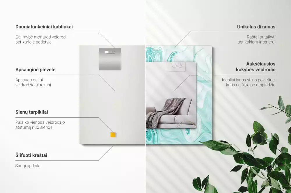 Obdélníkové dekorační zrcadlo Abstraktní mramorový vzor