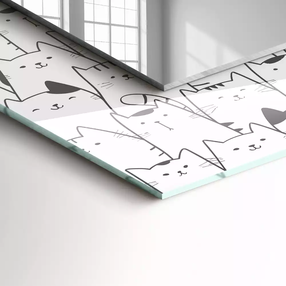 Obdélníkové dekorační zrcadlo šťastné kočky