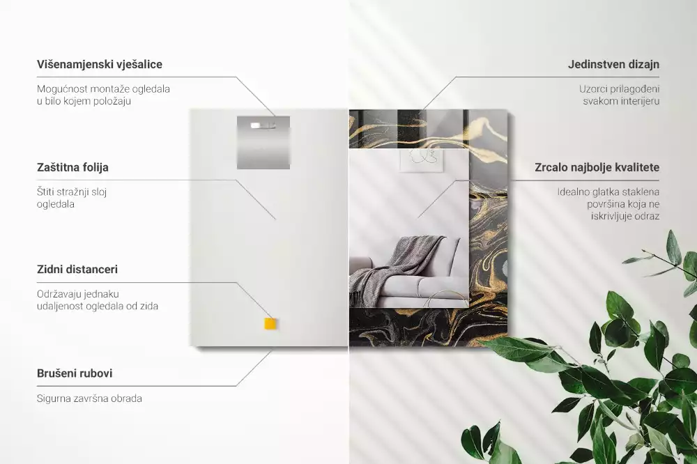 Obdélníkové dekorační zrcadlo Abstraktní mramorový vzor