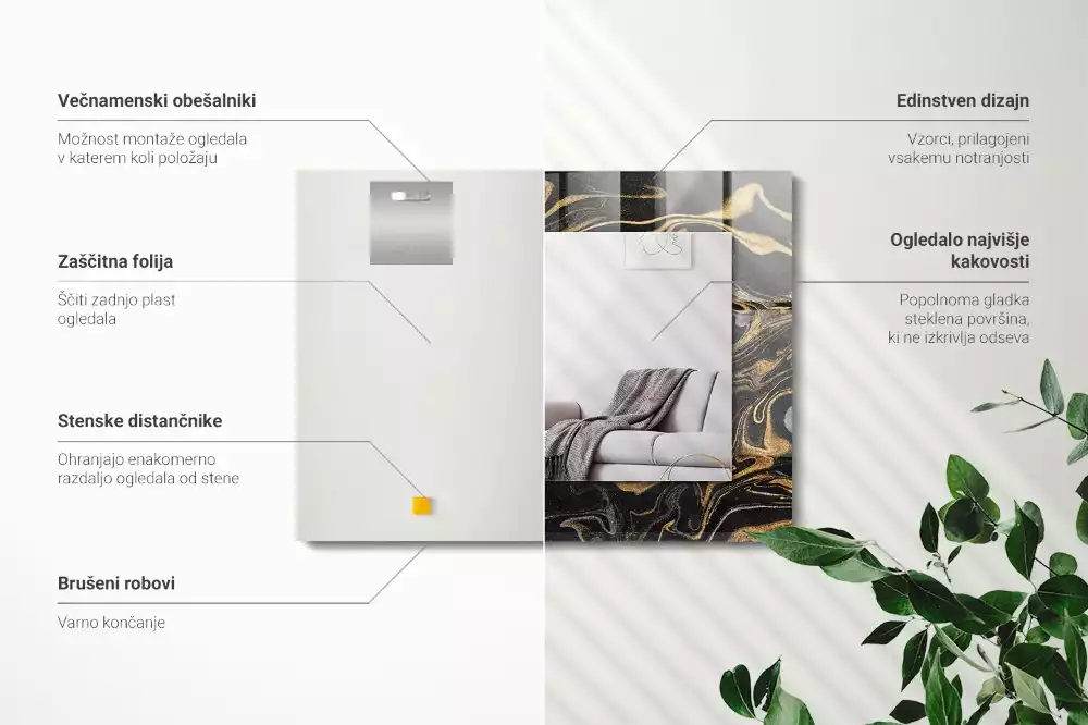 Obdélníkové dekorační zrcadlo Abstraktní mramorový vzor