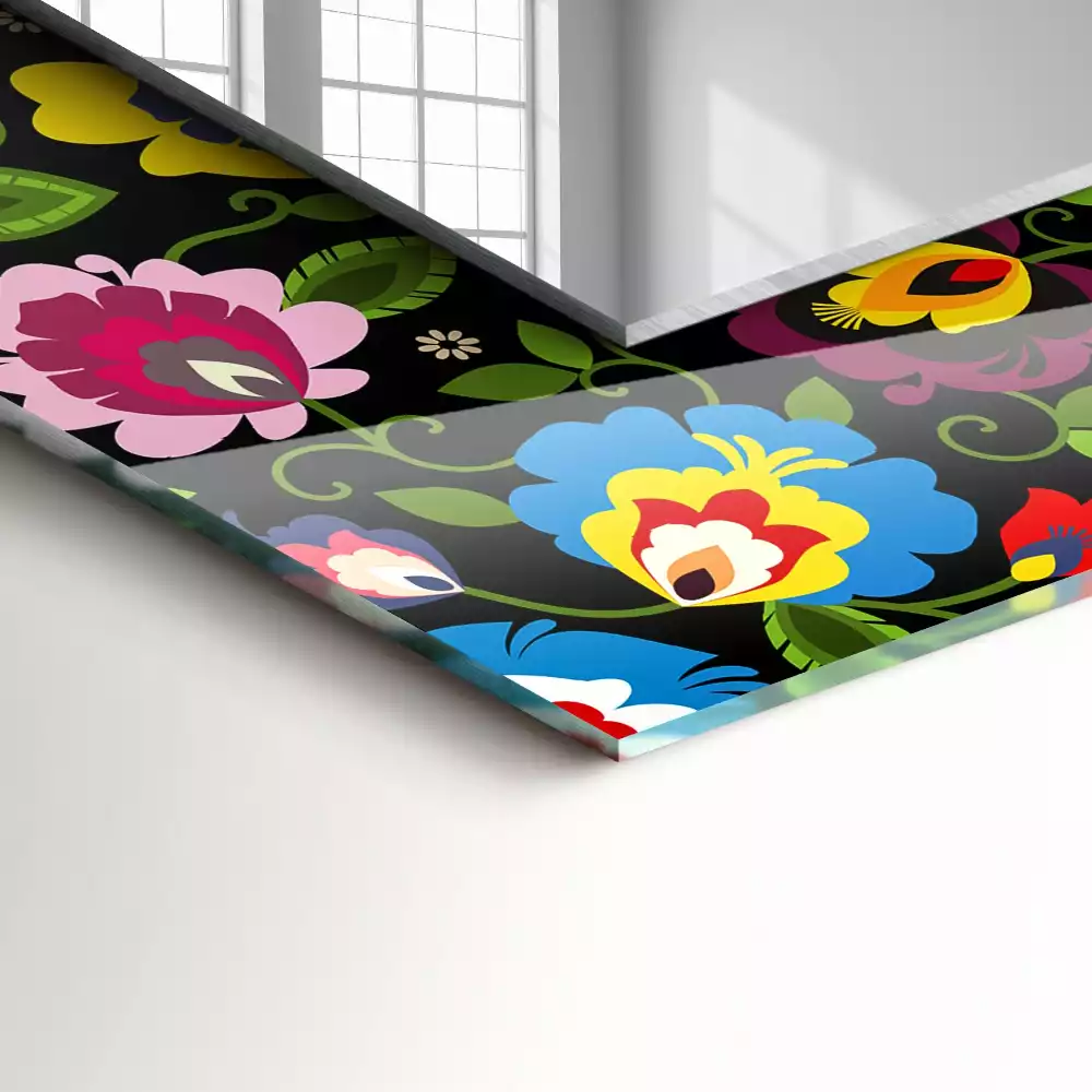 Obdélníkové dekorační zrcadlo Barevné lidové vzory