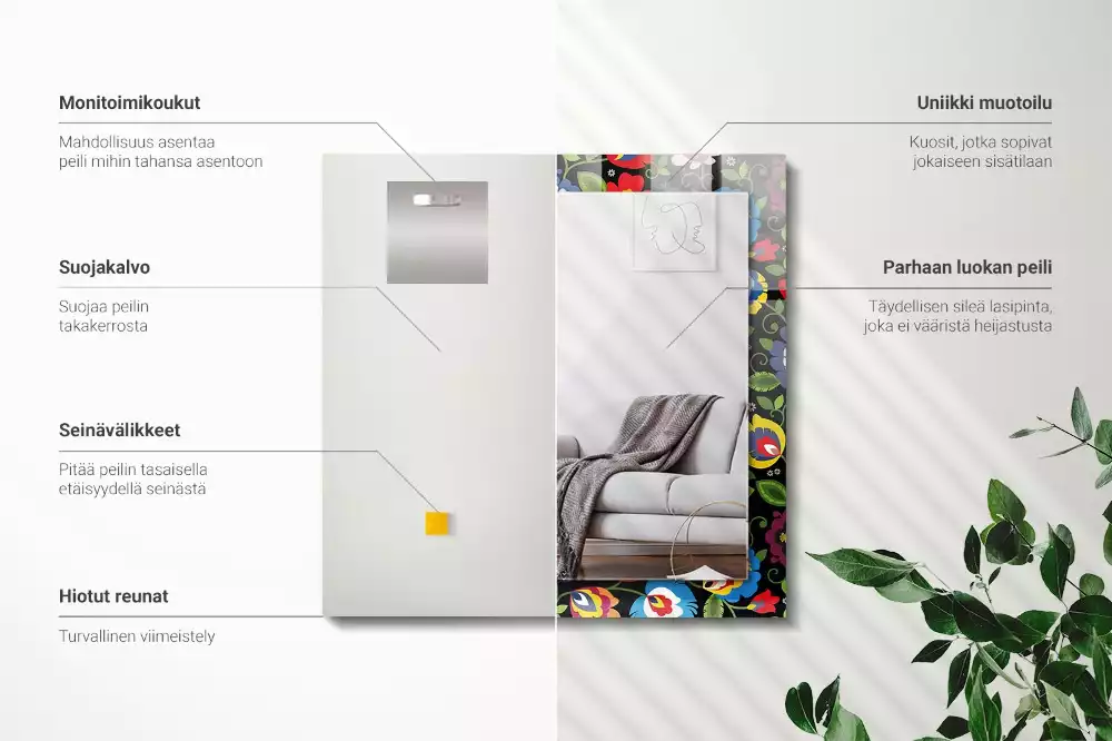 Obdélníkové dekorační zrcadlo Barevné lidové vzory