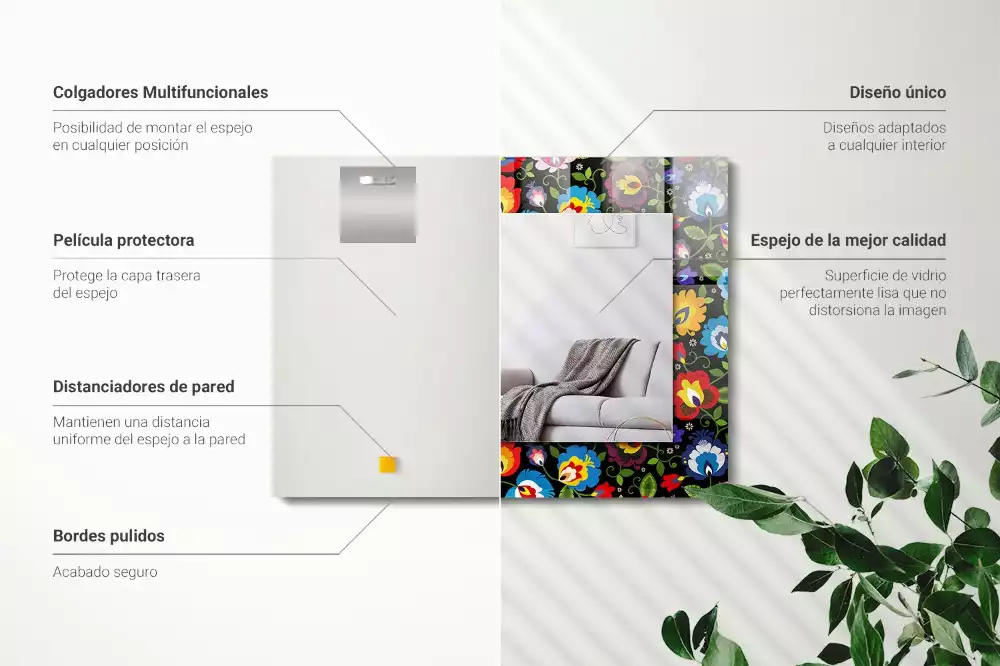 Obdélníkové dekorační zrcadlo Barevné lidové vzory