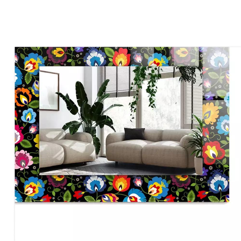 Obdélníkové dekorační zrcadlo Barevné lidové vzory