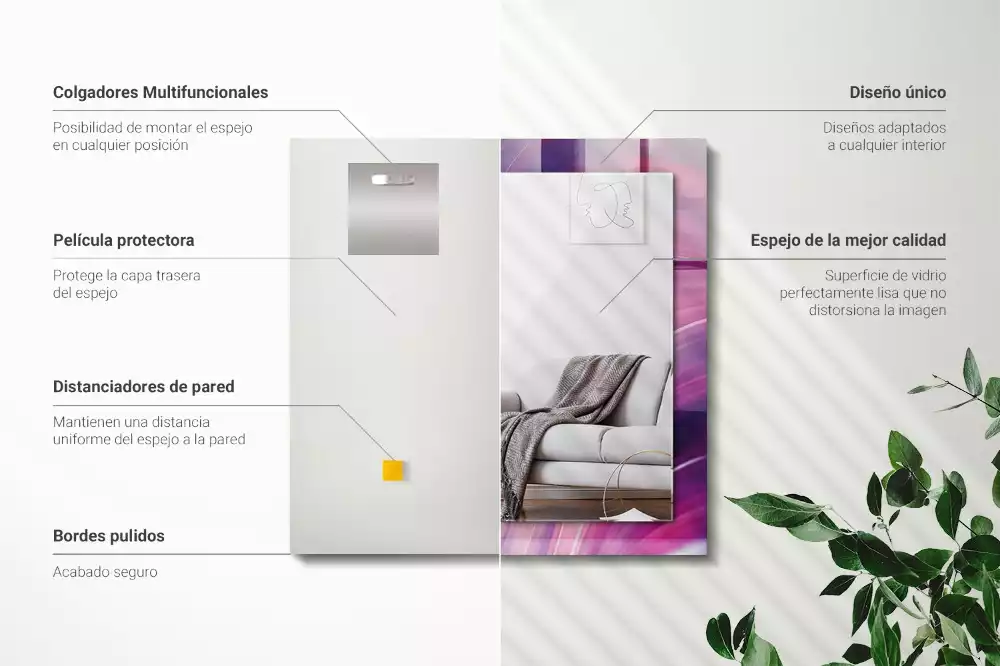 Obdélníkové dekorační zrcadlo Abstraktní barevné vlny