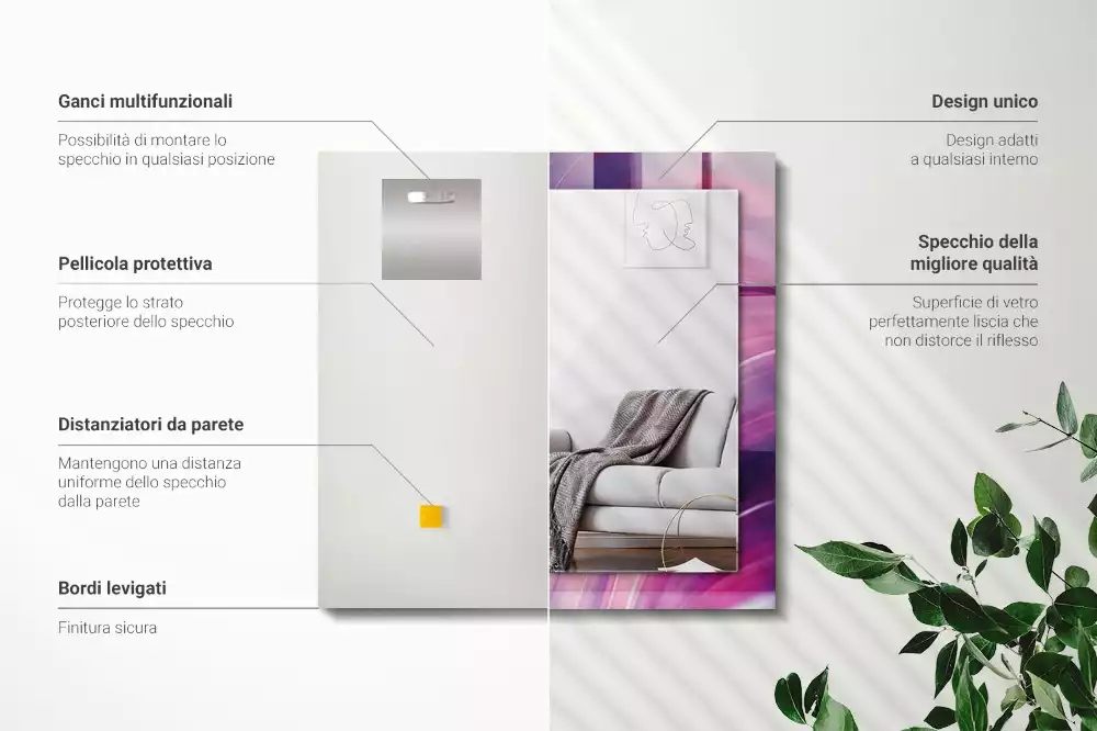 Obdélníkové dekorační zrcadlo Abstraktní barevné vlny