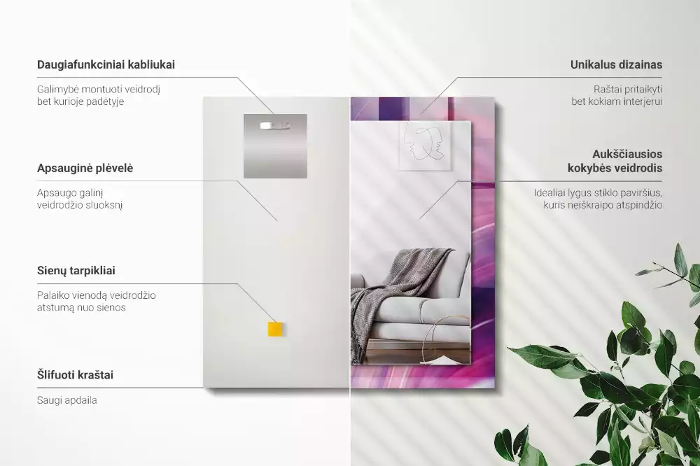 Obdélníkové dekorační zrcadlo Abstraktní barevné vlny