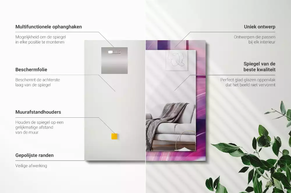 Obdélníkové dekorační zrcadlo Abstraktní barevné vlny