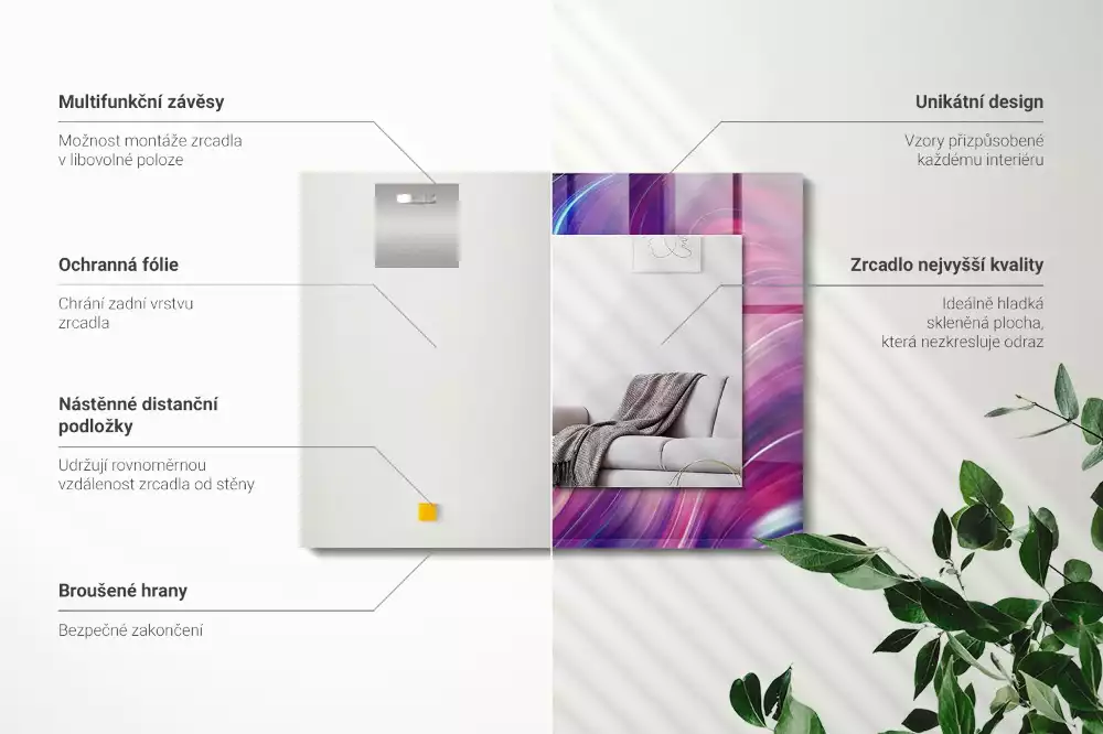 Obdélníkové dekorační zrcadlo Abstraktní barevné vlny