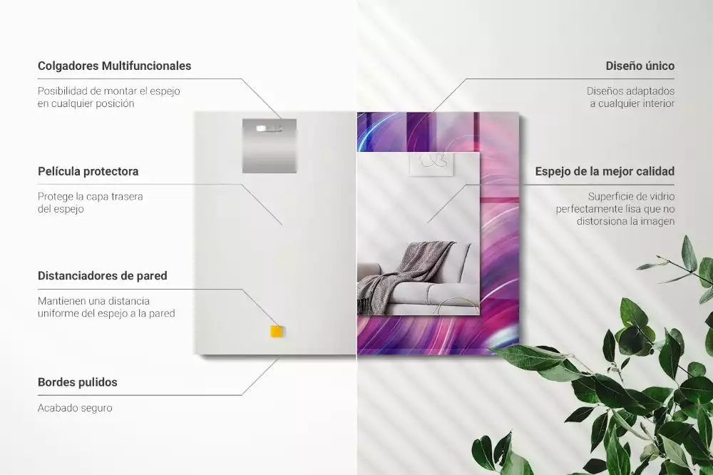 Obdélníkové dekorační zrcadlo Abstraktní barevné vlny