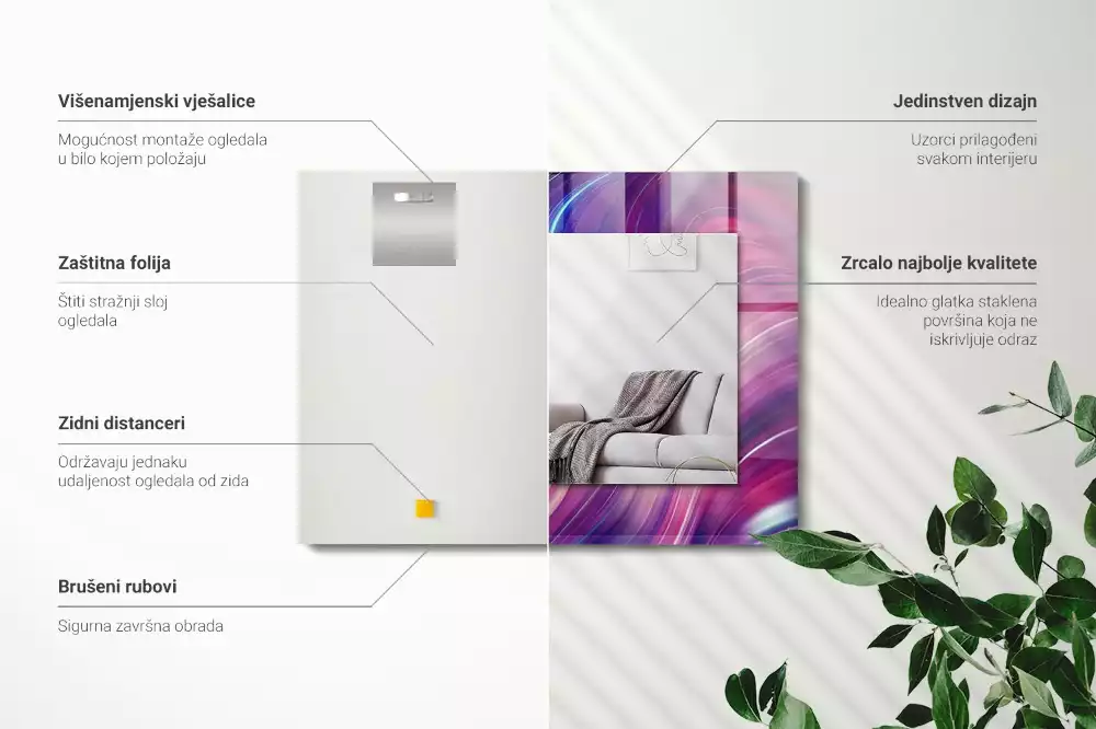 Obdélníkové dekorační zrcadlo Abstraktní barevné vlny