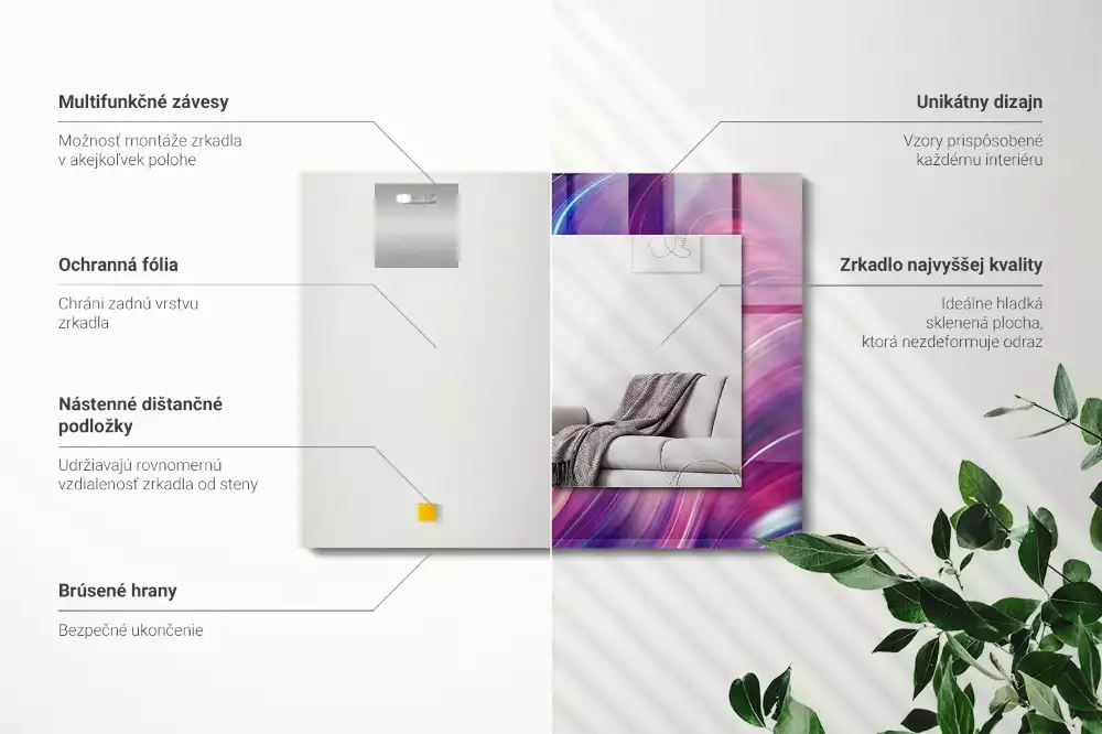 Obdélníkové dekorační zrcadlo Abstraktní barevné vlny