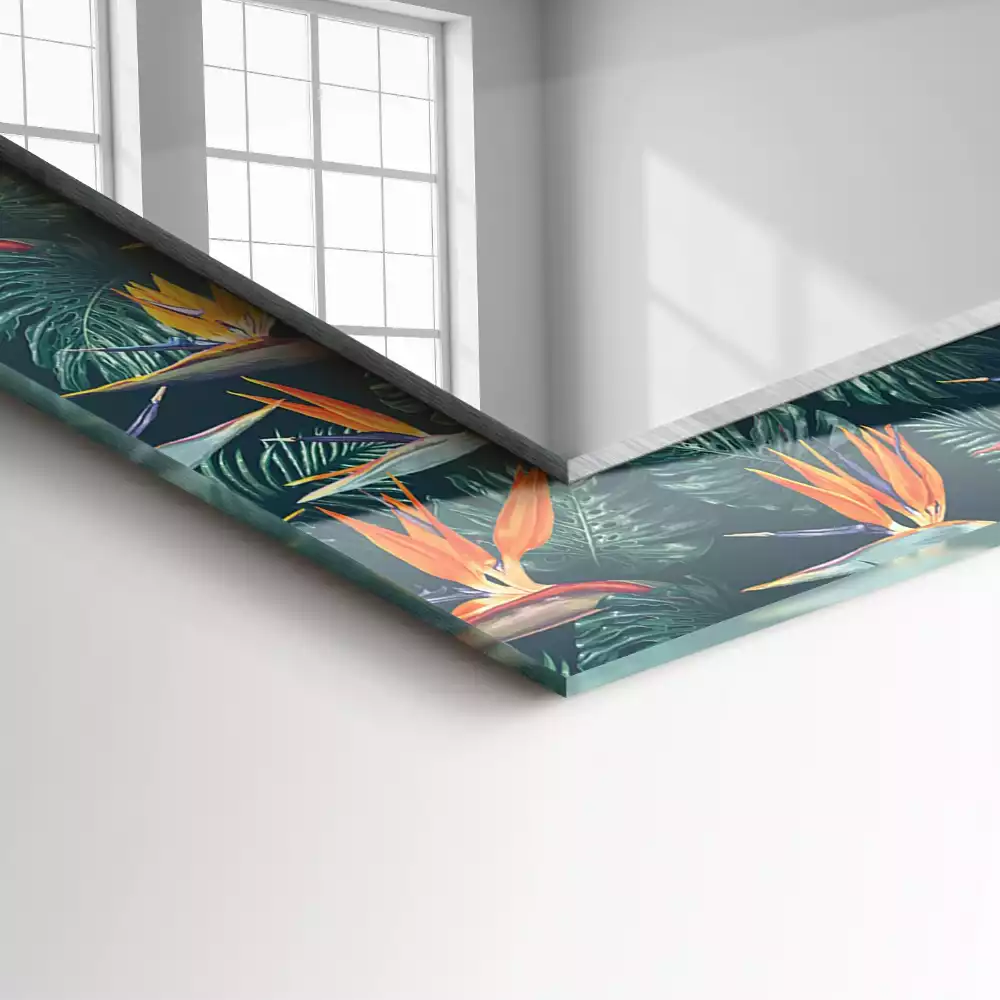 Obdélníkové dekorační zrcadlo Květiny a listy