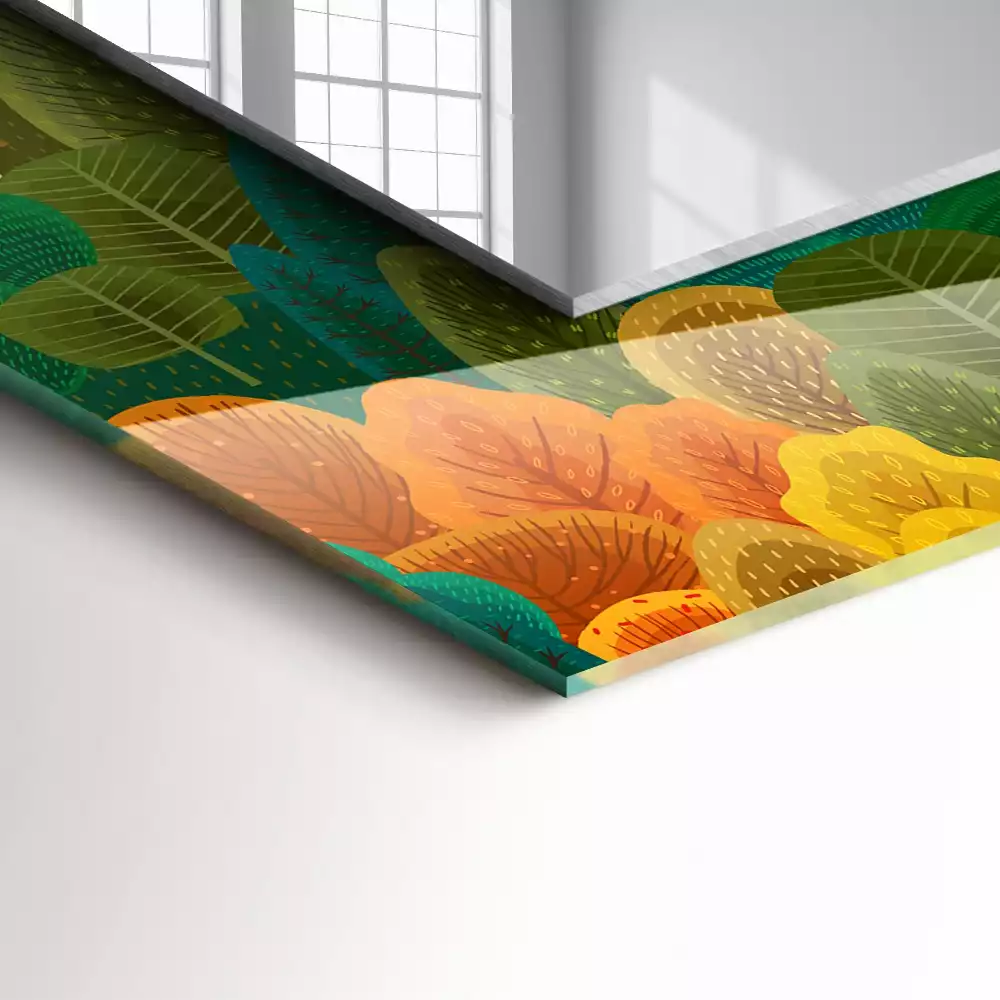 Obdélníkové dekorační zrcadlo Podzimní stromy