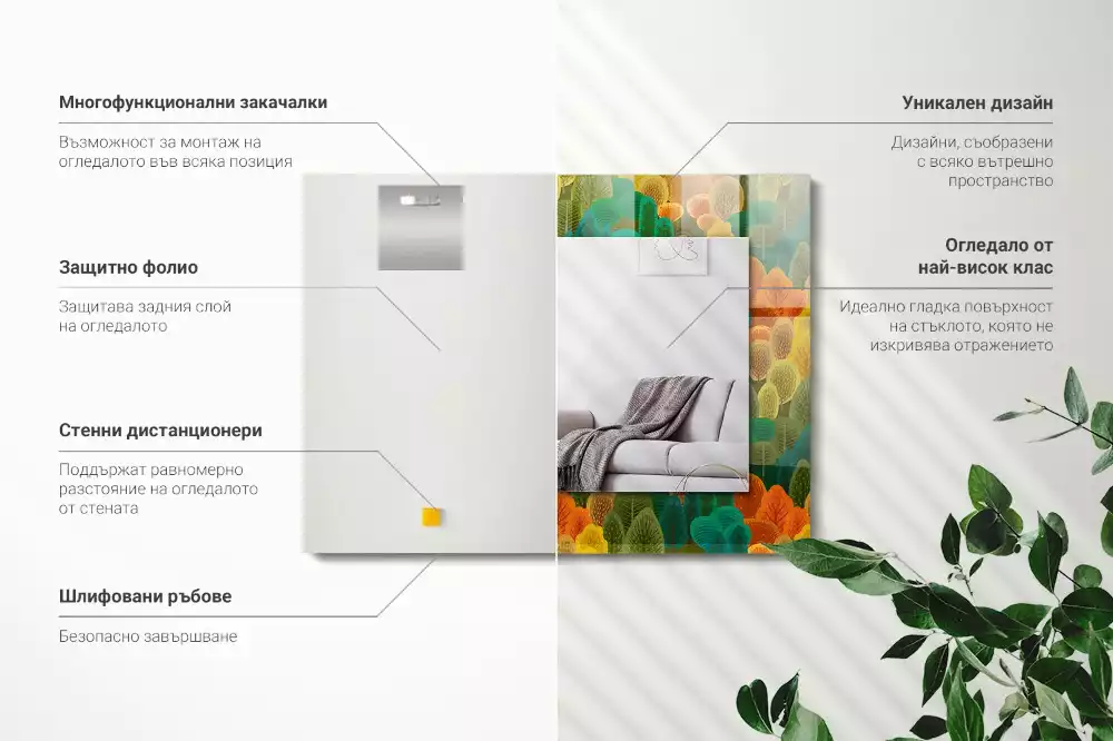 Obdélníkové dekorační zrcadlo Podzimní stromy