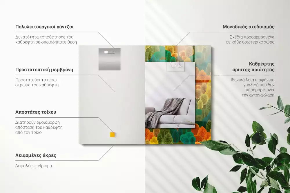 Obdélníkové dekorační zrcadlo Podzimní stromy