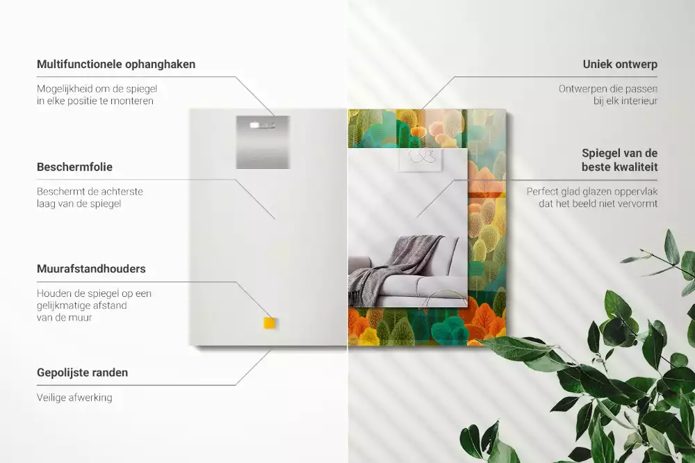 Obdélníkové dekorační zrcadlo Podzimní stromy