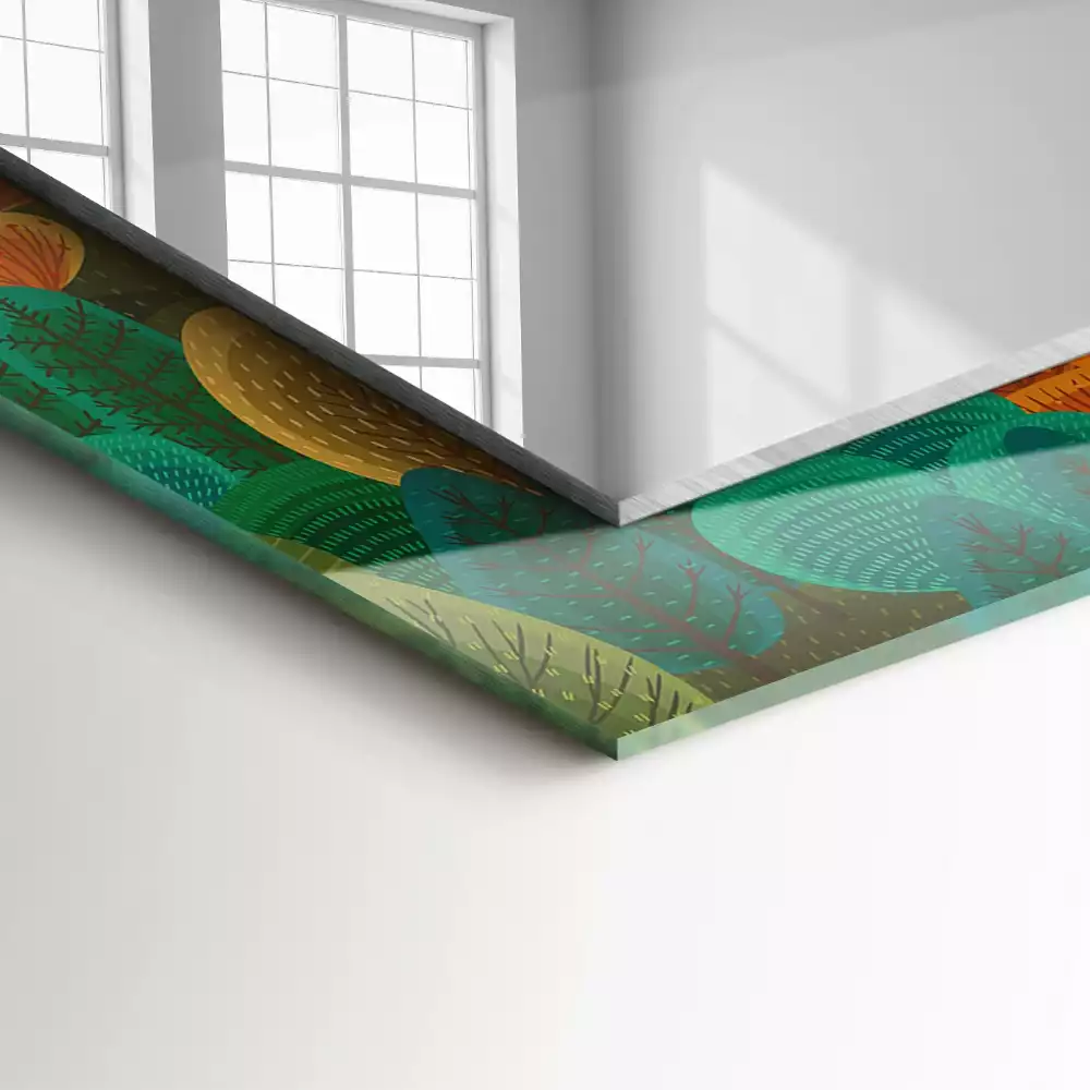 Obdélníkové dekorační zrcadlo Podzimní stromy