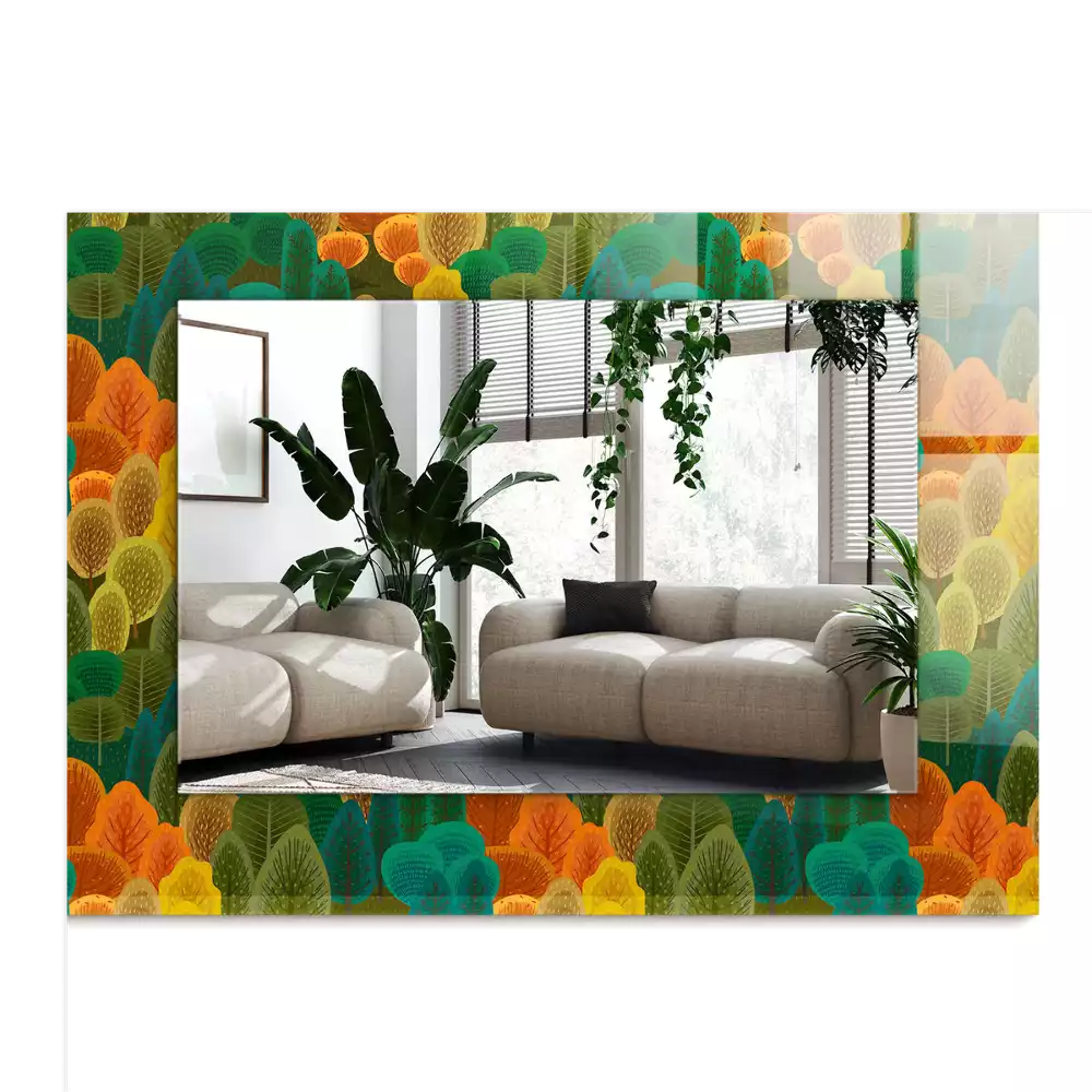 Obdélníkové dekorační zrcadlo Podzimní stromy