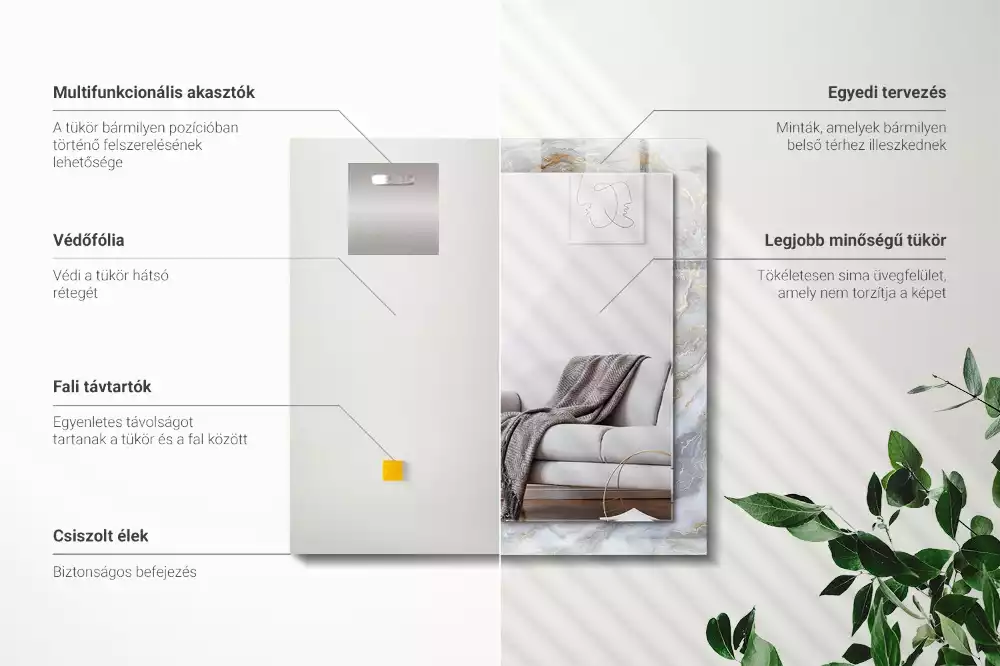 Obdélníkové dekorační zrcadlo Textura mramorového vzoru