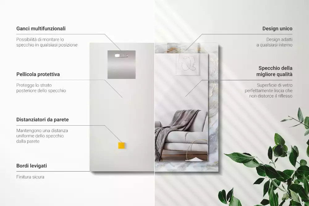 Obdélníkové dekorační zrcadlo Textura mramorového vzoru
