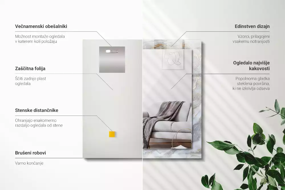 Obdélníkové dekorační zrcadlo Textura mramorového vzoru