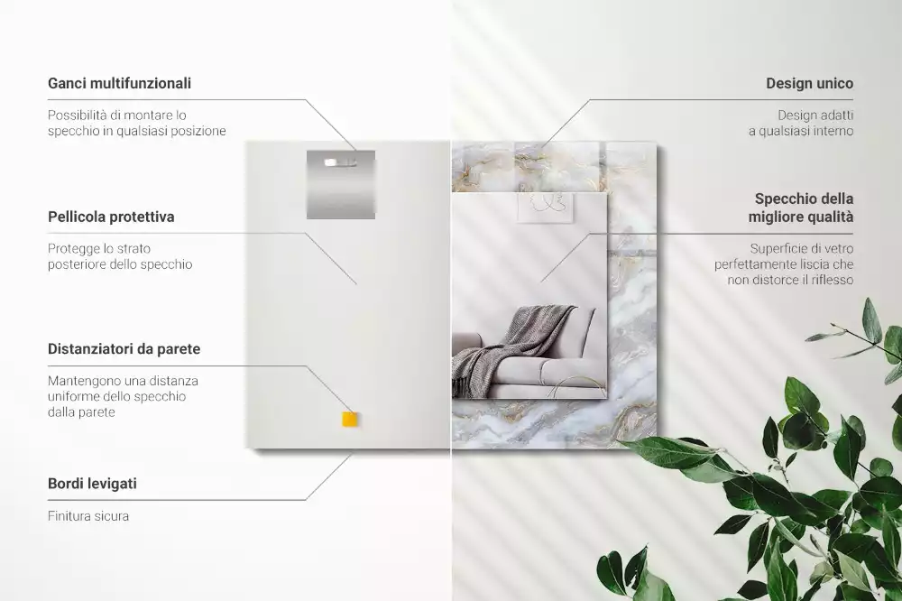Obdélníkové dekorační zrcadlo Textura mramorového vzoru