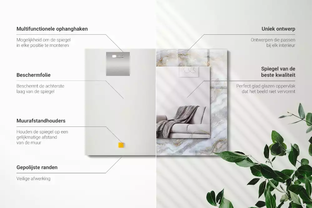 Obdélníkové dekorační zrcadlo Textura mramorového vzoru