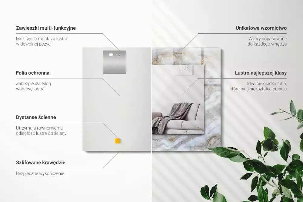 Obdélníkové dekorační zrcadlo Textura mramorového vzoru