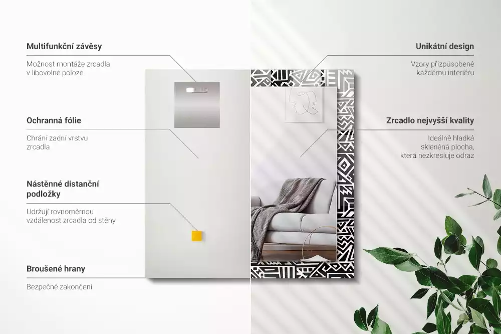 Obdélníkové dekorační zrcadlo Geometrický vzor