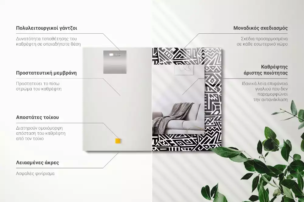 Obdélníkové dekorační zrcadlo Geometrický vzor