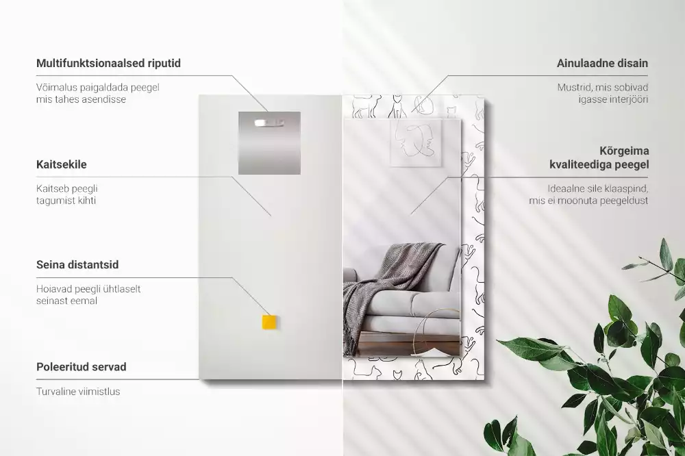 Obdélníkové dekorační zrcadlo Kočky obrysy