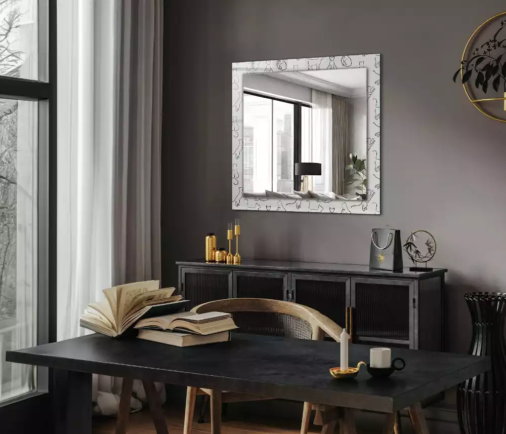 Obdélníkové dekorační zrcadlo Kočky obrysy