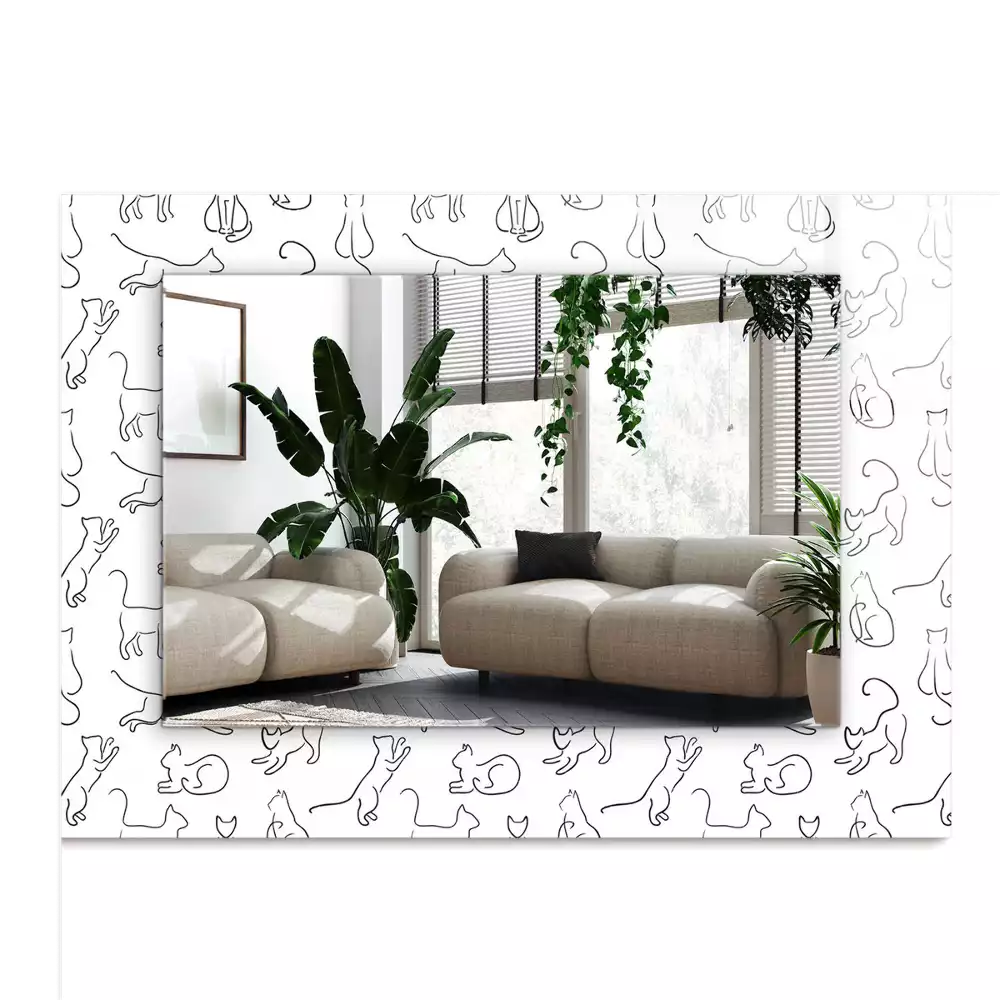 Obdélníkové dekorační zrcadlo Kočky obrysy