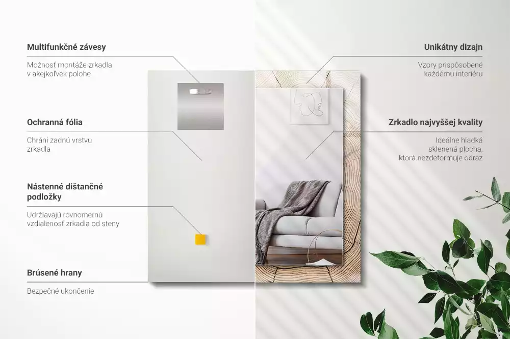 Obdélníkové dekorační zrcadlo Průřez kmenem stromu