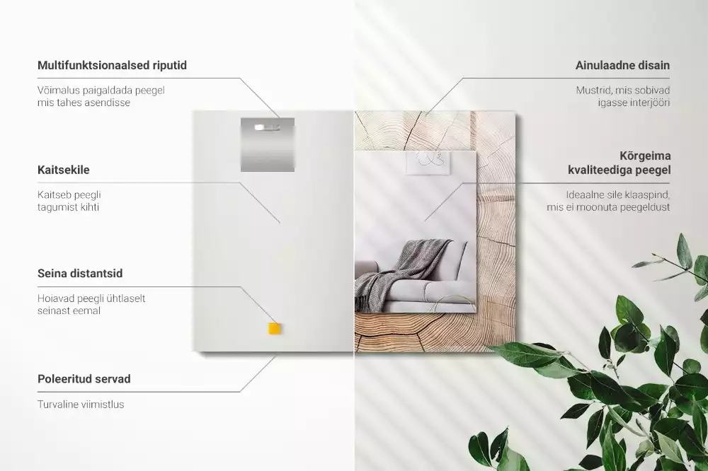 Obdélníkové dekorační zrcadlo Průřez kmenem stromu