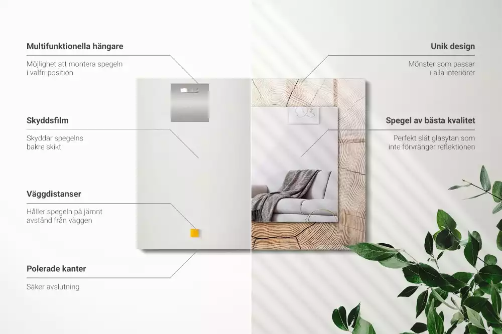 Obdélníkové dekorační zrcadlo Průřez kmenem stromu