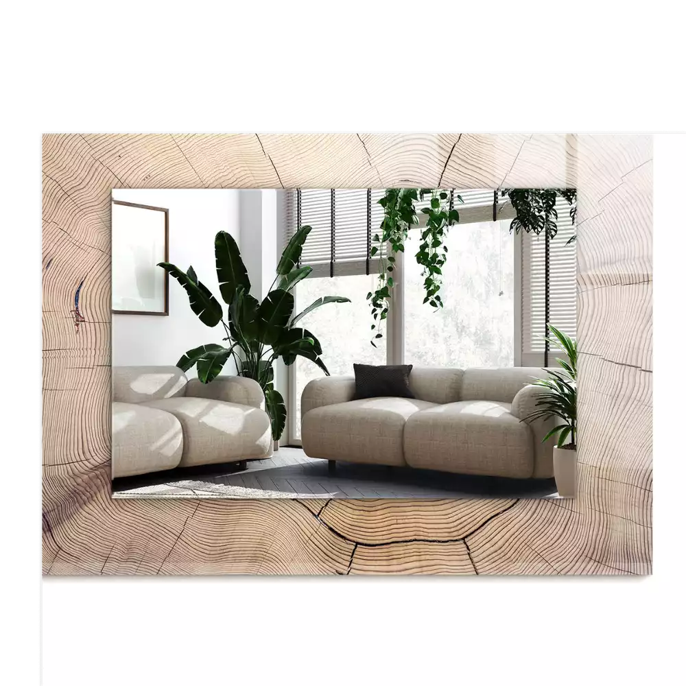 Obdélníkové dekorační zrcadlo Průřez kmenem stromu