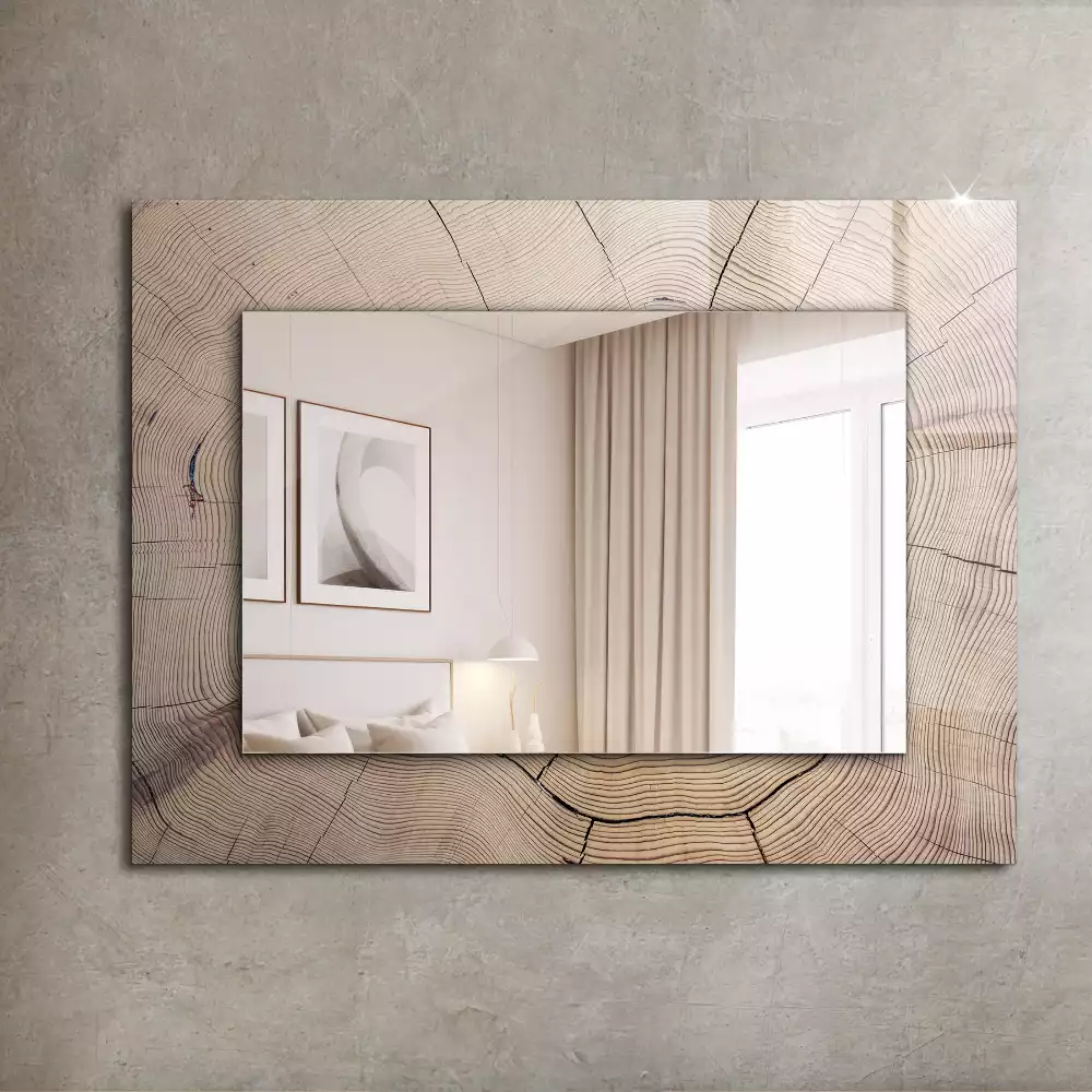 Obdélníkové dekorační zrcadlo Průřez kmenem stromu