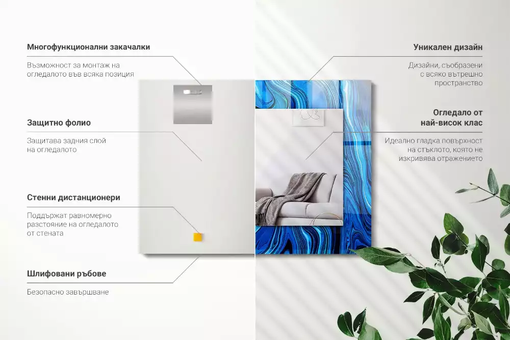 Obdélníkové dekorační zrcadlo Abstraktní modrý vzor