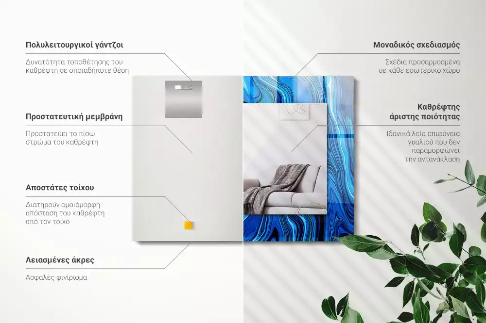 Obdélníkové dekorační zrcadlo Abstraktní modrý vzor