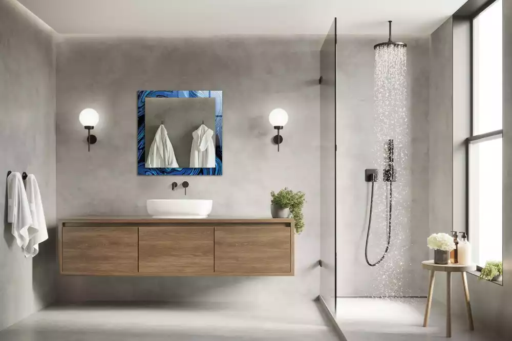 Obdélníkové dekorační zrcadlo Abstraktní modrý vzor