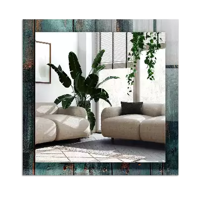 Obdélníkové dekorační zrcadlo Dřevěné zelené desky